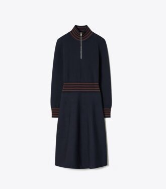 A-Line Turtleneck Zip Dress