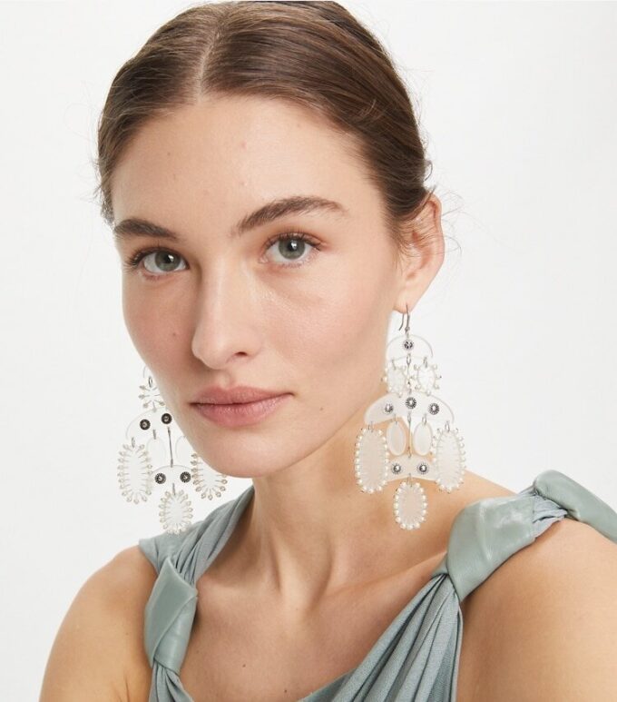 Abstract Beaded Chandelier Earrings