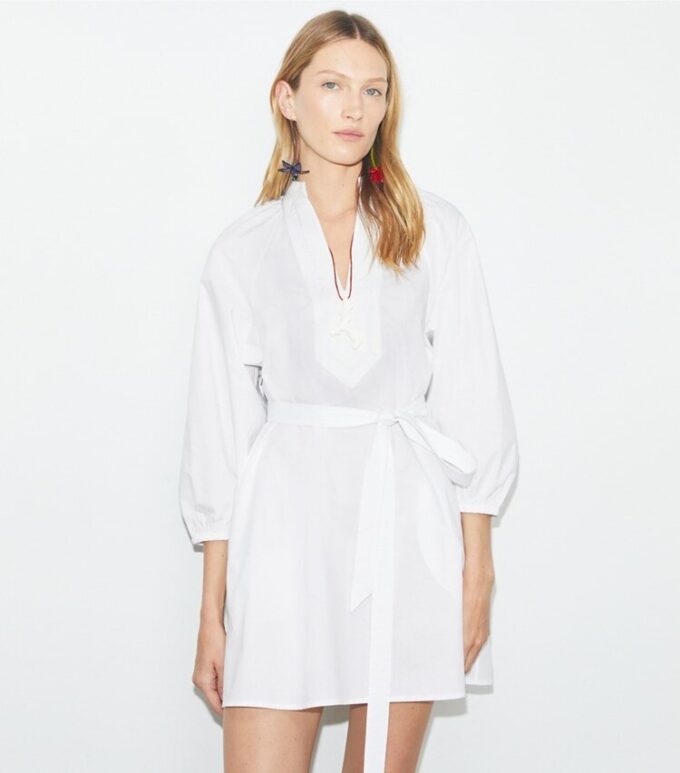 Balloon Sleeve Cotton Tunic Dress Balloon Sleeve Cotton Tunic Dress