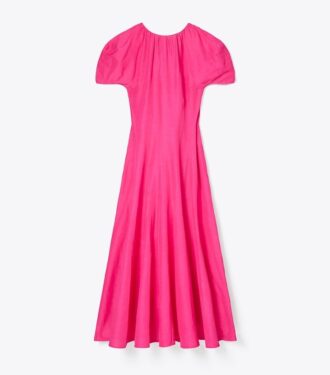 Balloon Sleeve Linen Dress