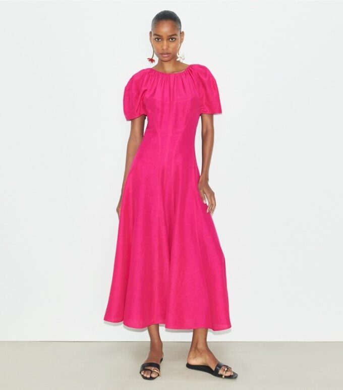 Balloon Sleeve Linen Dress Balloon Sleeve Linen Dress