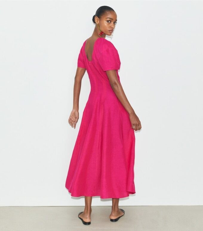 Balloon Sleeve Linen Dress Balloon Sleeve Linen Dress