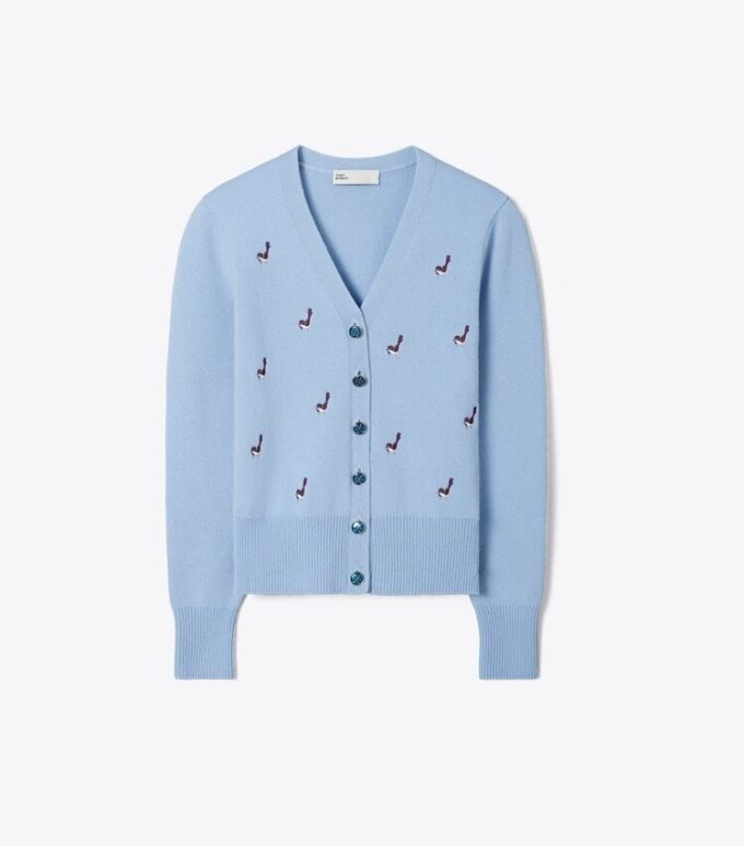 Birdie-Embroidered Cashmere Cardigan Birdie-Embroidered Cashmere Cardigan