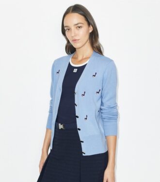Birdie-Embroidered Cashmere Cardigan