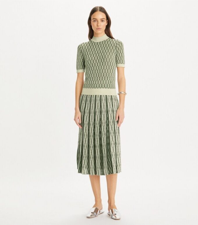 Box Pleated Jacquard Skirt Box Pleated Jacquard Skirt
