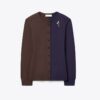 Brooch Color-Block Wool Cardigan Brooch Color-Block Wool Cardigan