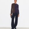Brooch Color-Block Wool Cardigan Brooch Color-Block Wool Cardigan