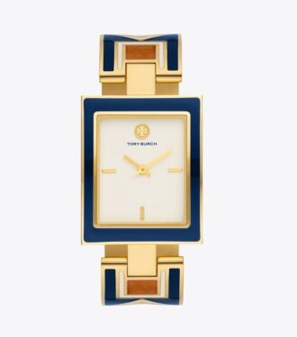 Buddy Bangle Watch, Navy/Gold-Tone Stainless Steel, 25 X 32mm
