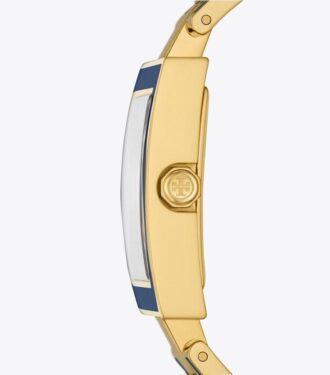 Buddy Bangle Watch, Navy/Gold-Tone Stainless Steel, 25 X 32mm
