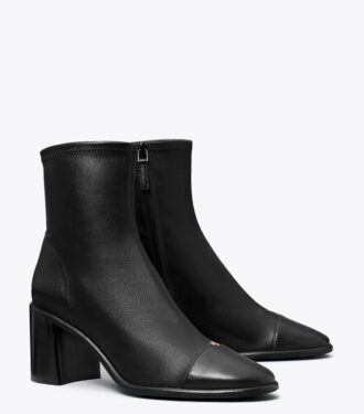 Cap-Toe Heeled Ankle Boot