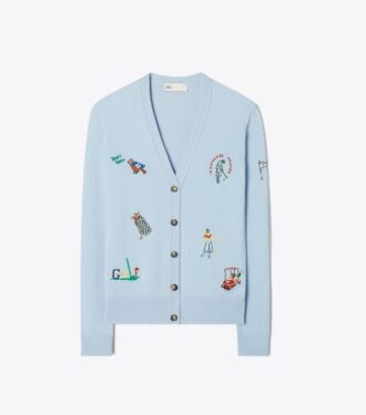 Cashmere Embroidered Golf Cardigan