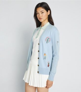 Cashmere Embroidered Golf Cardigan