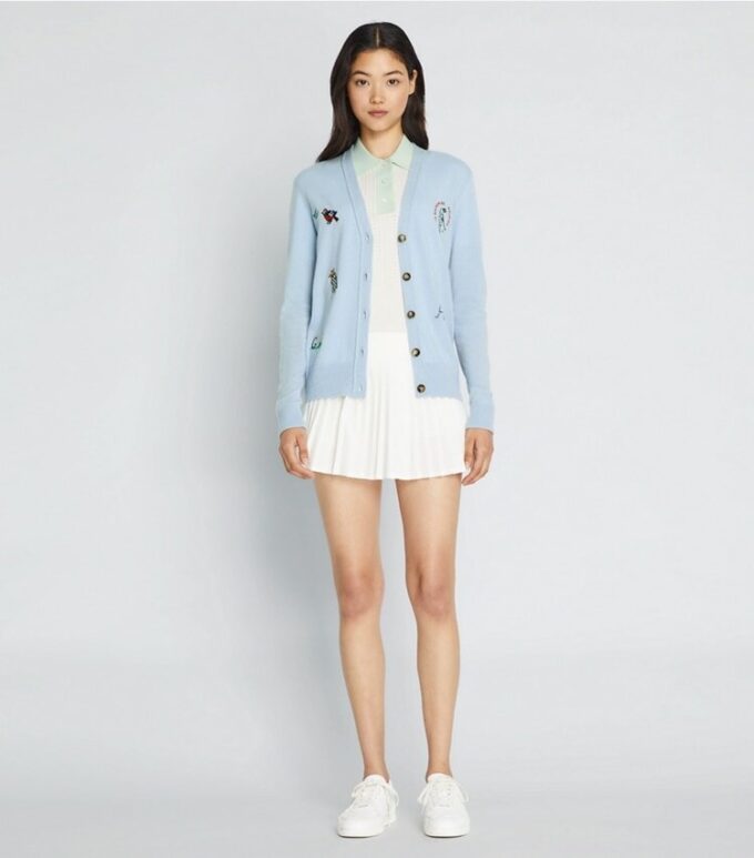Cashmere Embroidered Golf Cardigan Cashmere Embroidered Golf Cardigan