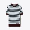 Cashmere Striped Short-Sleeve Tennis Sweater Cashmere Striped Short-Sleeve Tennis Sweater