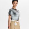 Cashmere Striped Short-Sleeve Tennis Sweater Cashmere Striped Short-Sleeve Tennis Sweater