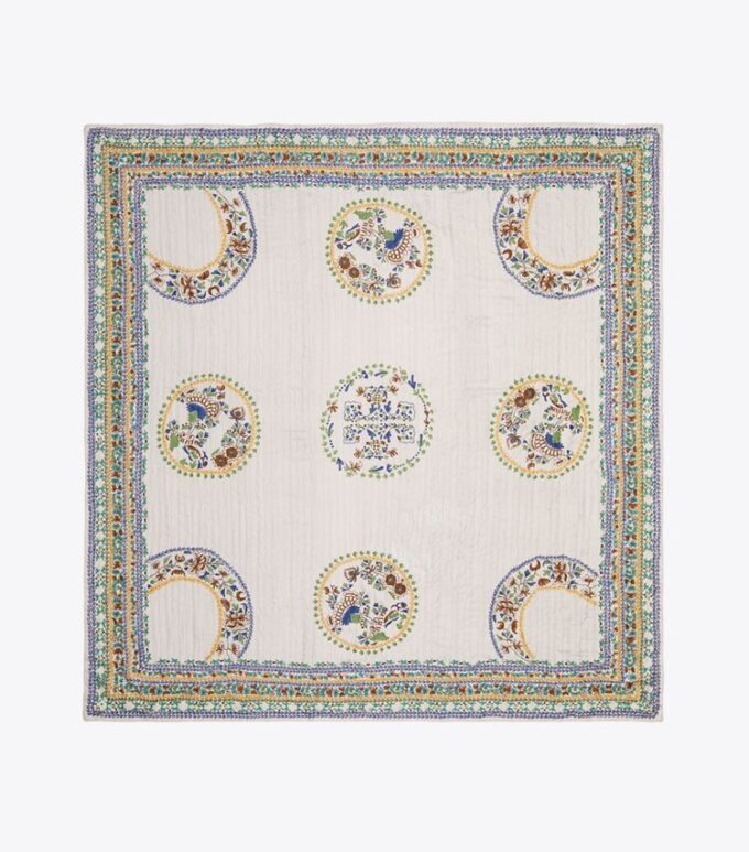 Ceramic Plate Embroidered Oversized Square Scarf