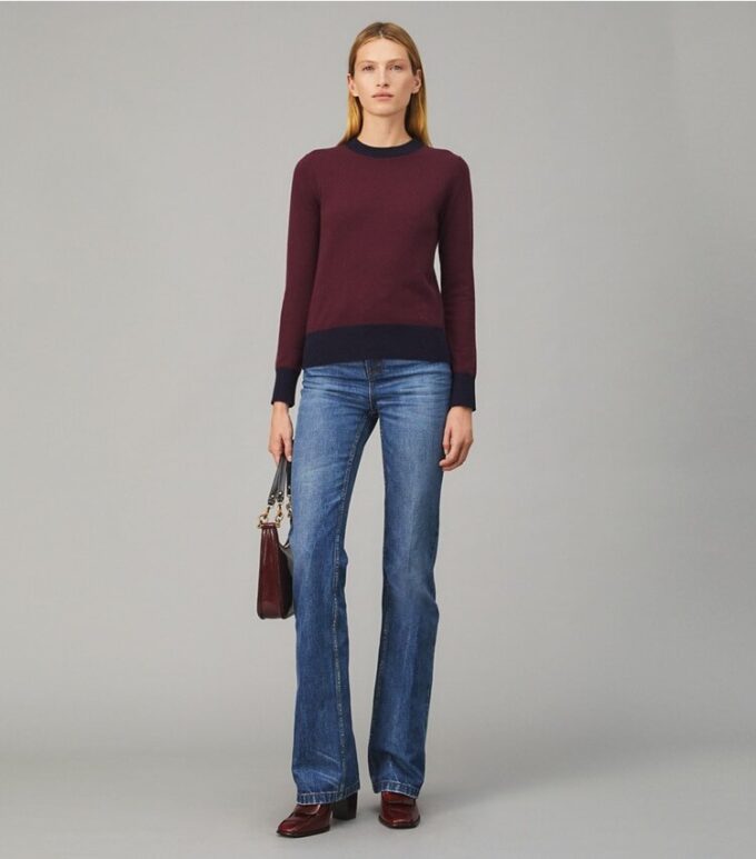 Colorblock Cashmere Pullover