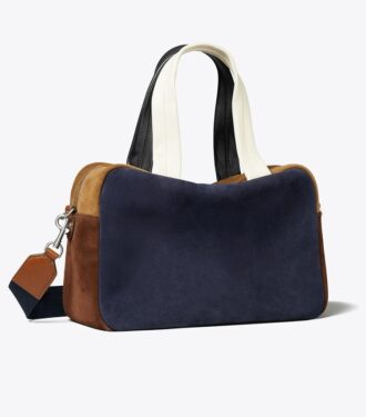 Colorblock Suede Satchel