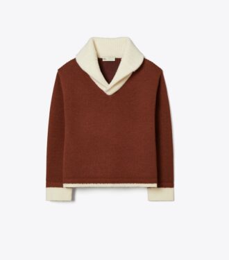 Contrast Collar Wool Sweater