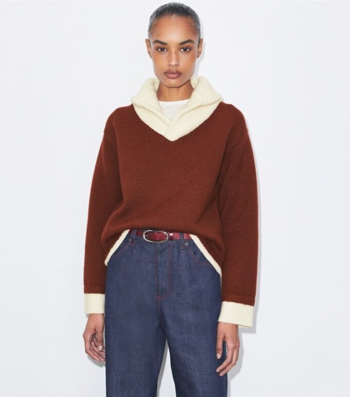 Contrast Collar Wool Sweater Contrast Collar Wool Sweater