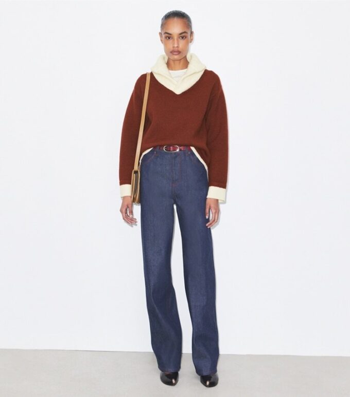 Contrast Collar Wool Sweater Contrast Collar Wool Sweater