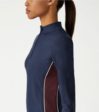 Contrast Piped Half-Zip Pullover