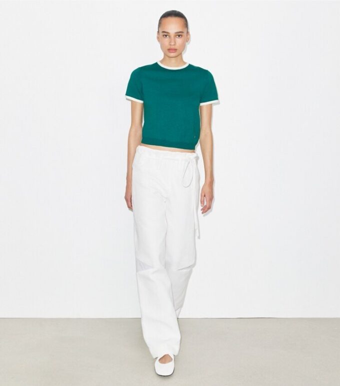 Contrast-Trim Short-Sleeve Sweater Contrast-Trim Short-Sleeve Sweater