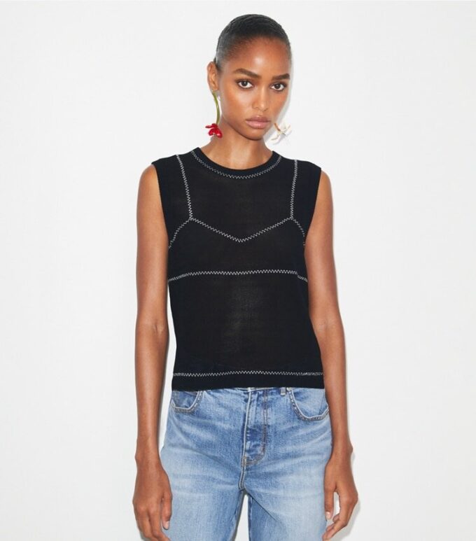 Cotton And Nylon Mesh Top Cotton And Nylon Mesh Top