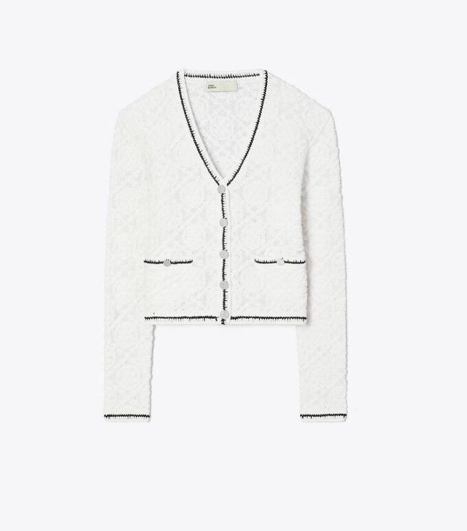 Cotton Logo Lace Cardigan
