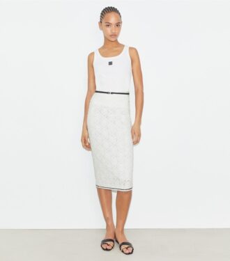 Cotton Logo Lace Skirt