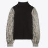 Crinkle Stripe Lamé Sleeve Sweater Crinkle Stripe Lamé Sleeve Sweater