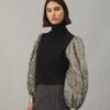 Crinkle Stripe Lamé Sleeve Sweater Crinkle Stripe Lamé Sleeve Sweater