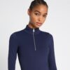 Cropped Half-Zip Long-Sleeve Top