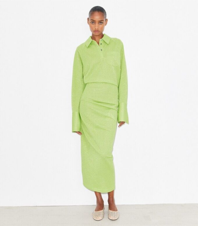 Cuffed Jacquard Dress