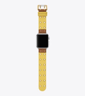 Double Rivets Band For Apple Watch®, Yellow Leather