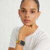 Double Rivets Band For Apple Watch®, Yellow Leather Double Rivets Band For Apple Watch®, Yellow Leather