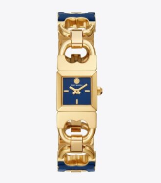 Double T Link Watch, Gold-Tone Stainless Steel/Navy