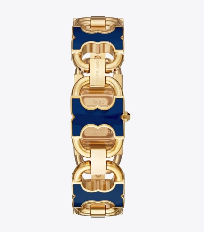 Double T Link Watch, Gold-Tone Stainless Steel/Navy