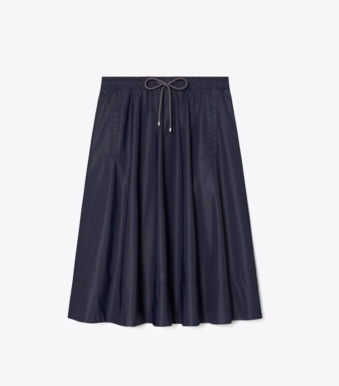 Drawstring Nylon Midi Skirt Drawstring Nylon Midi Skirt