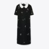 Embellished Poplin Collar Sweater Dress