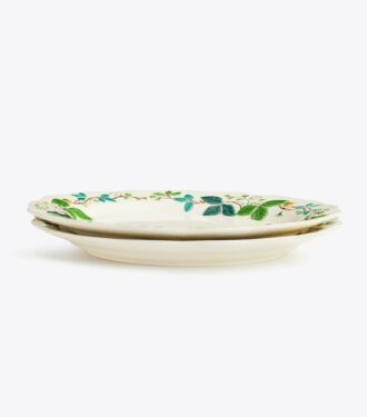 Embossed Flower Dinner Plate, Set Of 2