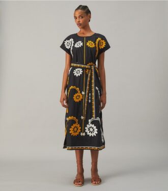 Embroidered Cotton Poplin Caftan