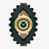 Evil Eye Bangle Watch, Luggage Leather/Green, 27 Mm