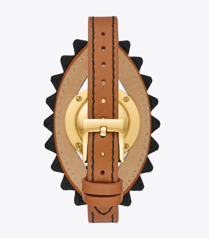 Evil Eye Bangle Watch, Luggage Leather/Green, 27 Mm