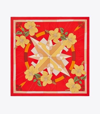 Floral Compass Silk Square Scarf