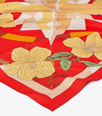 Floral Compass Silk Square Scarf