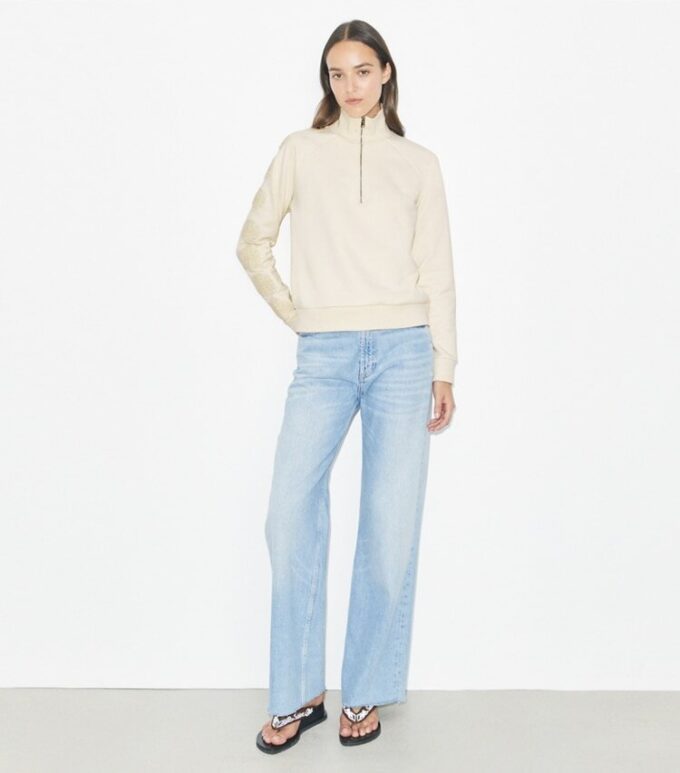 French Terry Logo Sleeve Half-Zip Sweatshirt