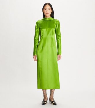 High-Neck Satin Dress