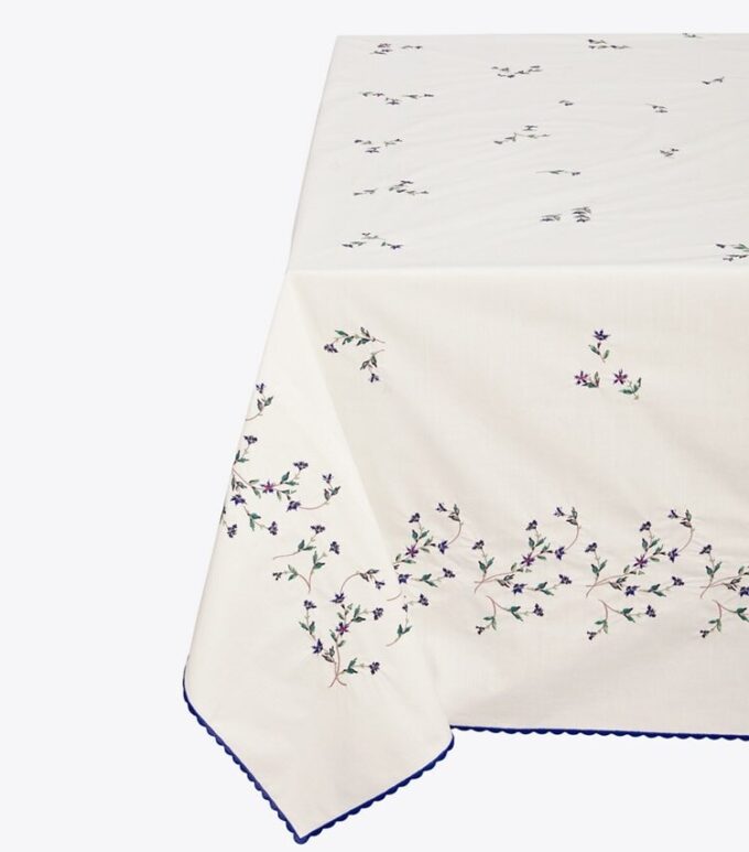 Jolie Fleur Embroidered Square Tablecloth Jolie Fleur Embroidered Square Tablecloth