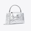 Kira Diamond Quilt Metallic Top-Handle Bag
